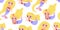 Seamless pattern - cute little blond mermaids