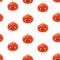 Seamless pattern from cute little cartoon emoji red juicy tomatoes on a white