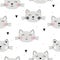 Seamless pattern with cute little cat. vector illustration. Vector print with kitten