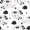 Seamless pattern with cute little cat. vector illustration. Vector print with kitten