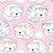 Seamless pattern with cute little cat. vector illustration. Vector print with kitten