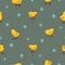 Seamless pattern with cute little chickens. Easter print with yellow chicks