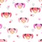 Seamless pattern with cute little girls faces.