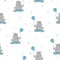 Seamless pattern with cute little Hippo