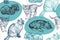 Seamless pattern. Cute little kittens. Hand-made drawing of cats