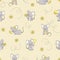 Seamless pattern with cute little mice. Vector mouse background.