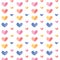 Seamless pattern of cute love hearts in cartoon style in bright and pastel colors vertically placed for St.Valentine day