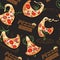 Seamless pattern of cute lovers pizzas