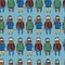 Seamless pattern with cute lumberjacks