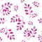 Seamless pattern. Cute magenta leafs, watercolor hand painting on white background
