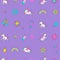 Seamless pattern with cute magic unicorns with wings. Vector illustration.
