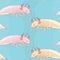 Seamless pattern with cute Mexican axolotl