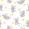 Seamless pattern with cute mice and cheese. Vector mouse background