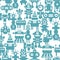 Seamless pattern with cute monsters and robots.
