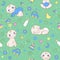 Seamless pattern with cute newborn baby boy