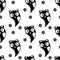 Seamless pattern. Cute owls. Black and white. Vector