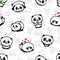 Seamless Pattern with Cute Panda Asian Bear Vector Illustrations, Collection of Chinese Animals Simple Texture Elements