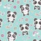 Seamless pattern with cute panda character