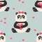 Seamless pattern with cute pandas