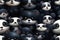 seamless pattern with cute pandas on black background