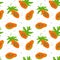 Seamless pattern with cute papaya fruit