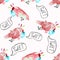 Seamless pattern with cute parrots