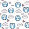 Seamless pattern of cute penguin in various poses on white background.Animal design