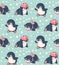 Seamless pattern with cute penguins