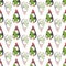 Seamless pattern with cute penguins holding on Christmas tree