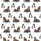Seamless pattern with cute penguins, walruses and fur seals. Hand-drawn winter illustration