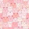 Seamless pattern cute pigs smiling