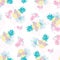 Seamless pattern with cute pineapple and watermelon