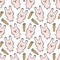 Seamless Pattern with Cute Pink Rabbit or Bunny with Carrot