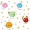 Seamless pattern with cute planets