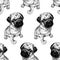 Seamless pattern with cute puppies of pug