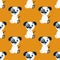 Seamless pattern with cute puppy. Little funny dogs for kids. Yellow background with nursery print baby dog,