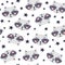 Seamless pattern with cute raccoon. Cartoon background. Vector