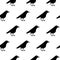 Seamless pattern of cute raven crow vector on white background.