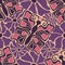 Seamless pattern with cute retro groovy flowers and butterflies