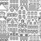 Seamless pattern of Cute retro houses exterior. Collection of European building facades. Traditional architecture of