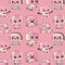 Seamless pattern with cute Robots. Cute artificial robotic character.