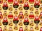 Seamless pattern with cute russian dolls