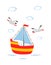 Seamless pattern of cute sailboat isolated, vector illustration