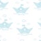 Seamless pattern of cute sailboat isolated, vector illustration