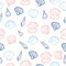 Seamless pattern with cute seashell illustration isolated on white background. doodle art for wallpaper, wrapping paper and gift,