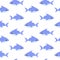 Seamless pattern cute shark. Blue cartoon shark print.