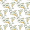 Seamless pattern with cute sharks.  Sea life. Vector illustration