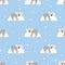 Seamless pattern with cute sleeping koala bears on the clouds.