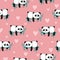 Seamless pattern with cute sleeping panda.