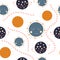 Seamless pattern of cute sleepy blue planets on a white background